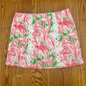 Lilly Pulitzer Pink and Green Flamingo Mini Skirt